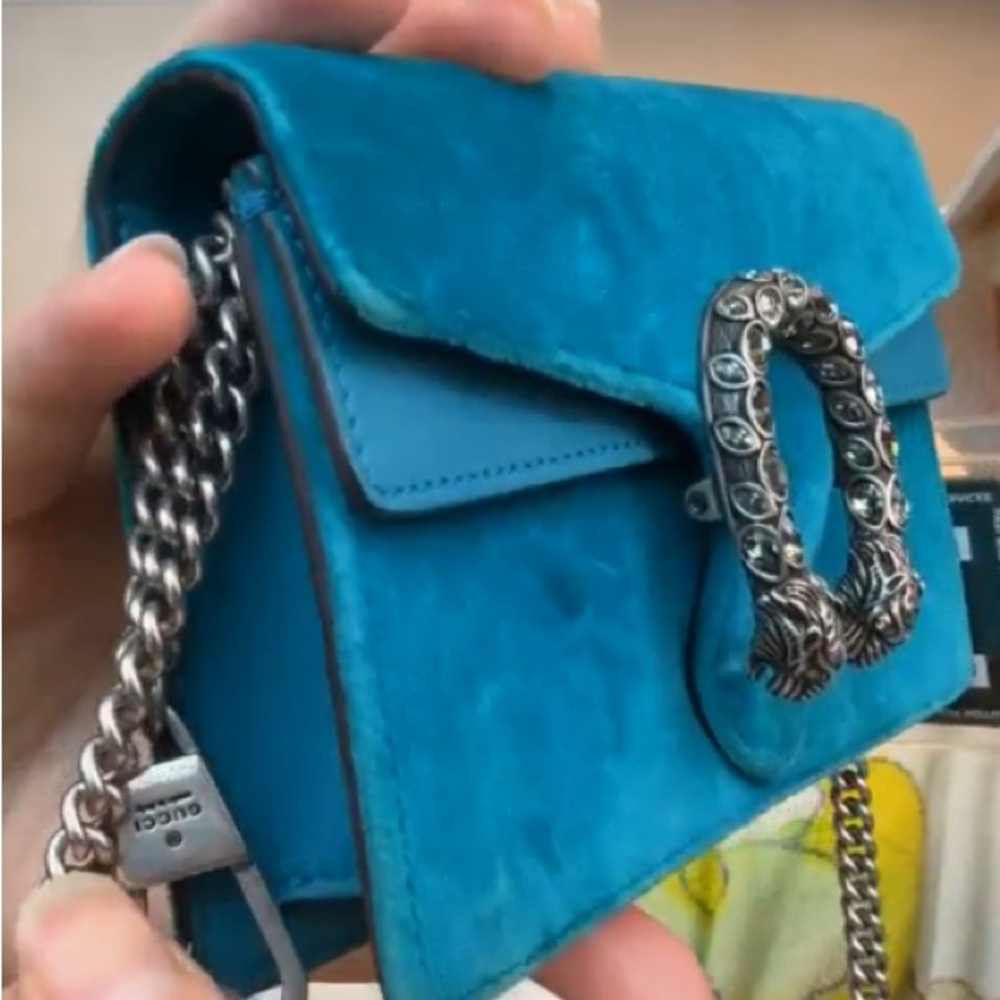Gucci Teal Velvet Chain Bag - Picture 13 of 14